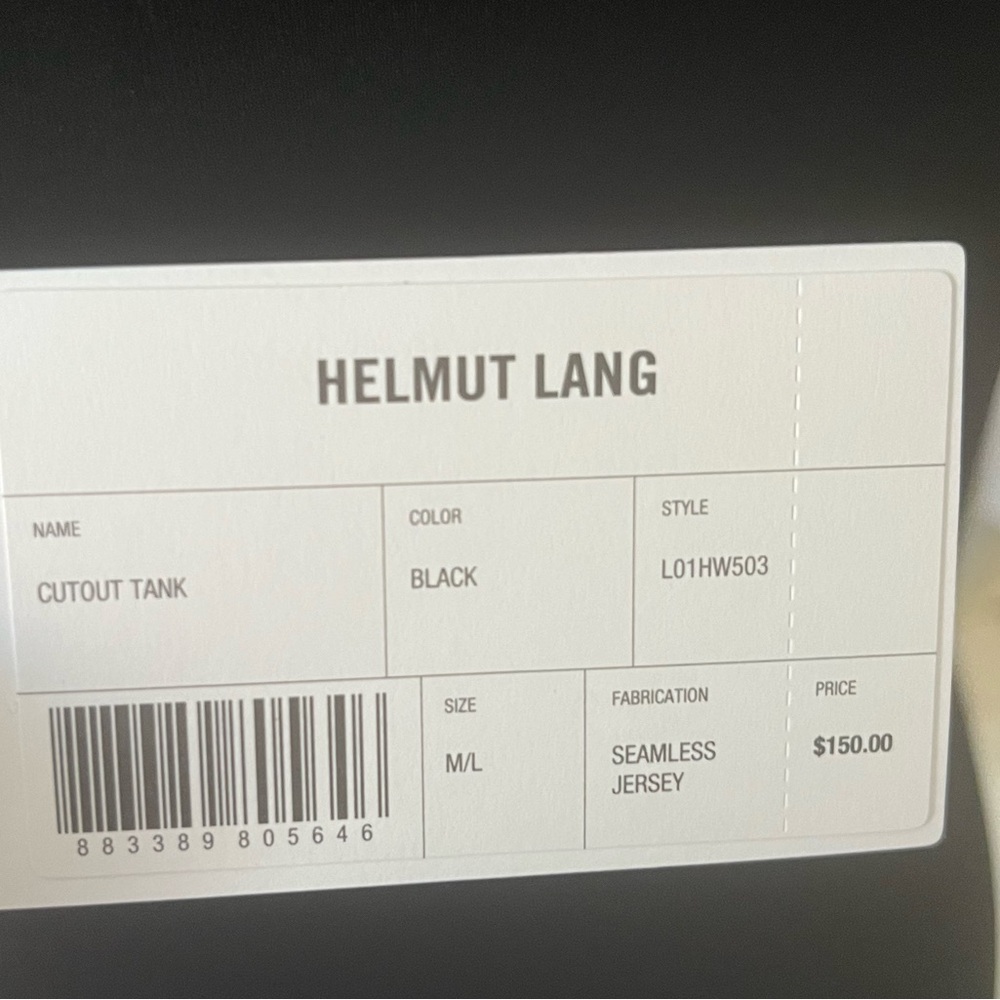 Helmut Lang Black Seamless Jersey Cutout Tank Top Size Medium/Large NWT - Picture 15 of 15